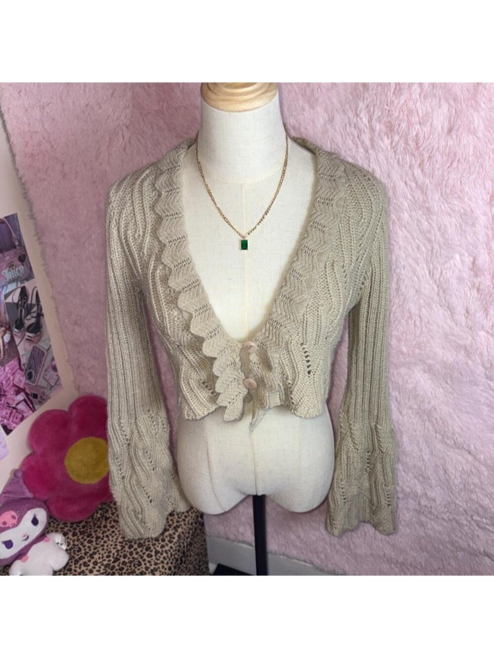 Y2K Cream knit cardigan